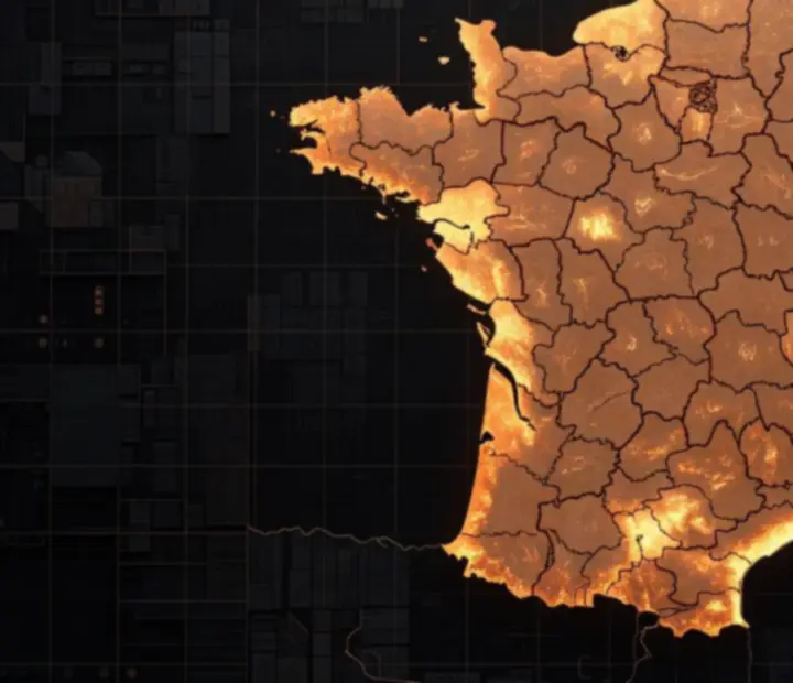 Carte de France en mode heatmap montrant les départements dominants en tournois de cartes
