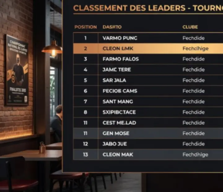 Capture d'écran d'un tableau de classement régional sombre avec surbrillance cuivre des leaders
